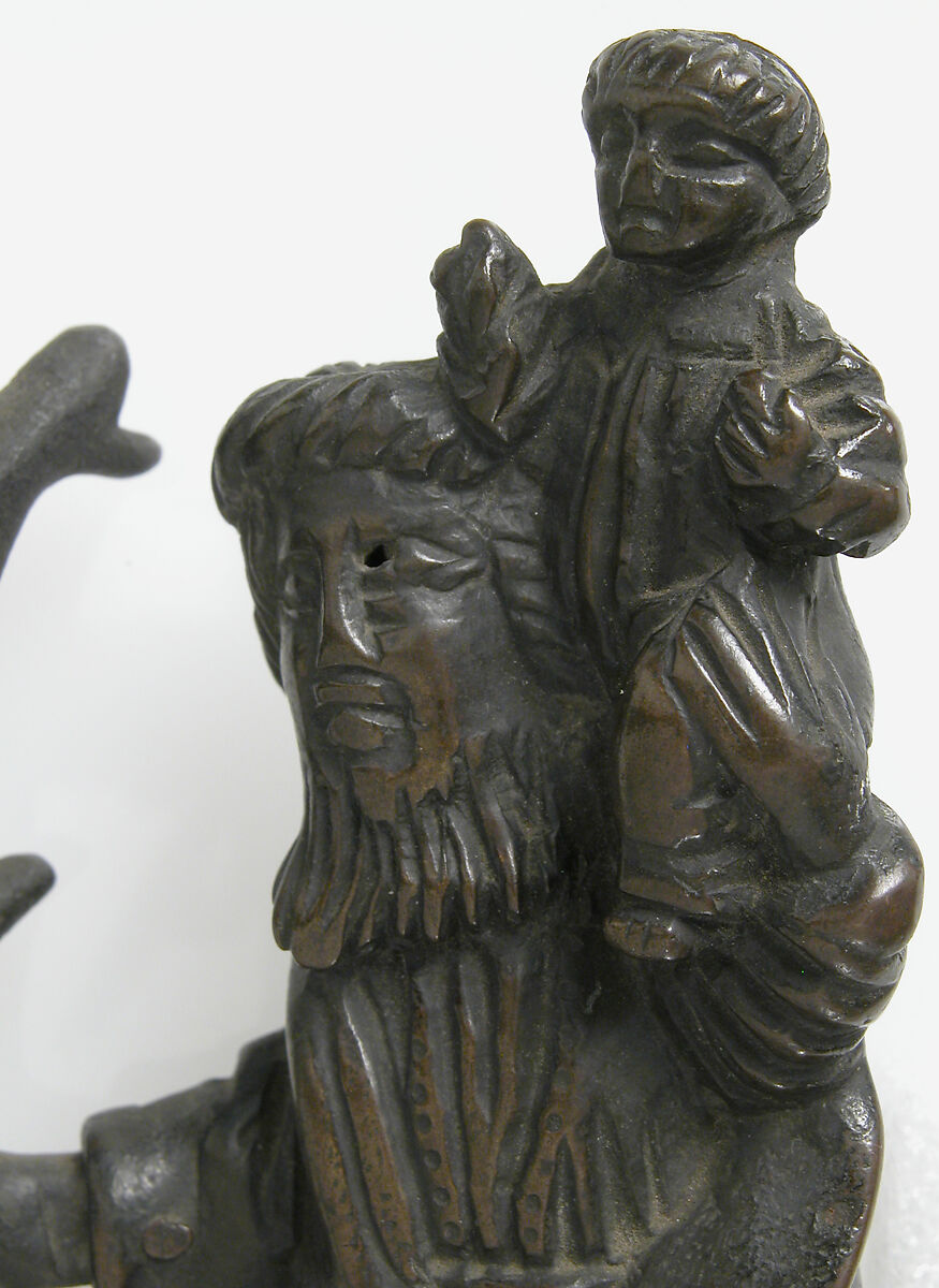 Mount, St. Christopher and Christ Child, Copper alloy, German or South Netherlandish