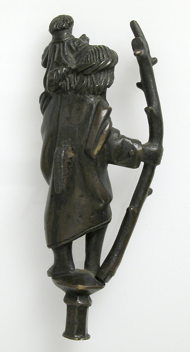 Mount, St. Christopher and Christ Child, Copper alloy, German or South Netherlandish