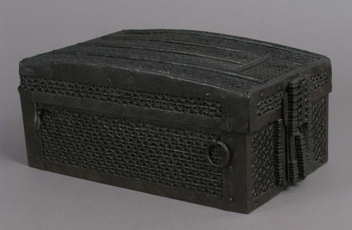 Coffret, Iron, wood core, textile interior, European