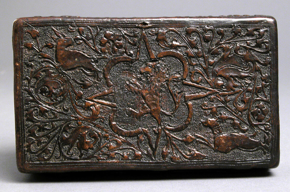 Box, Leather (Cuir bouilli), painted interior, Italian