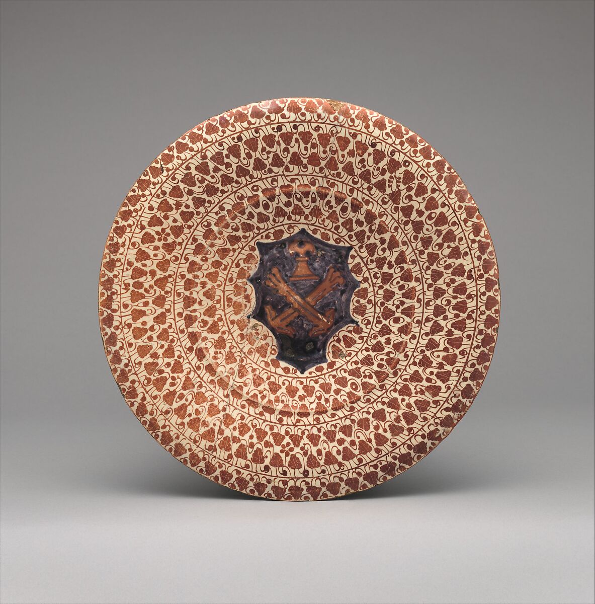 Plate, Tin-glazed earthenware, Spanish 