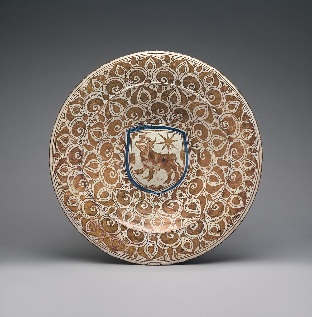 Plate, Tin-glazed earthenware, Spanish 