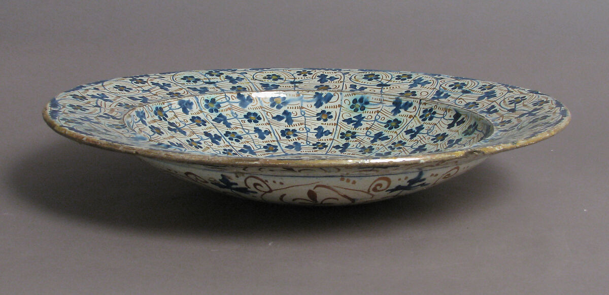 Plate, Tin-glazed earthenware, Spanish