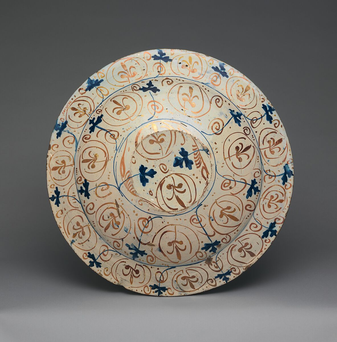 Plate, Tin-glazed earthenware, Spanish