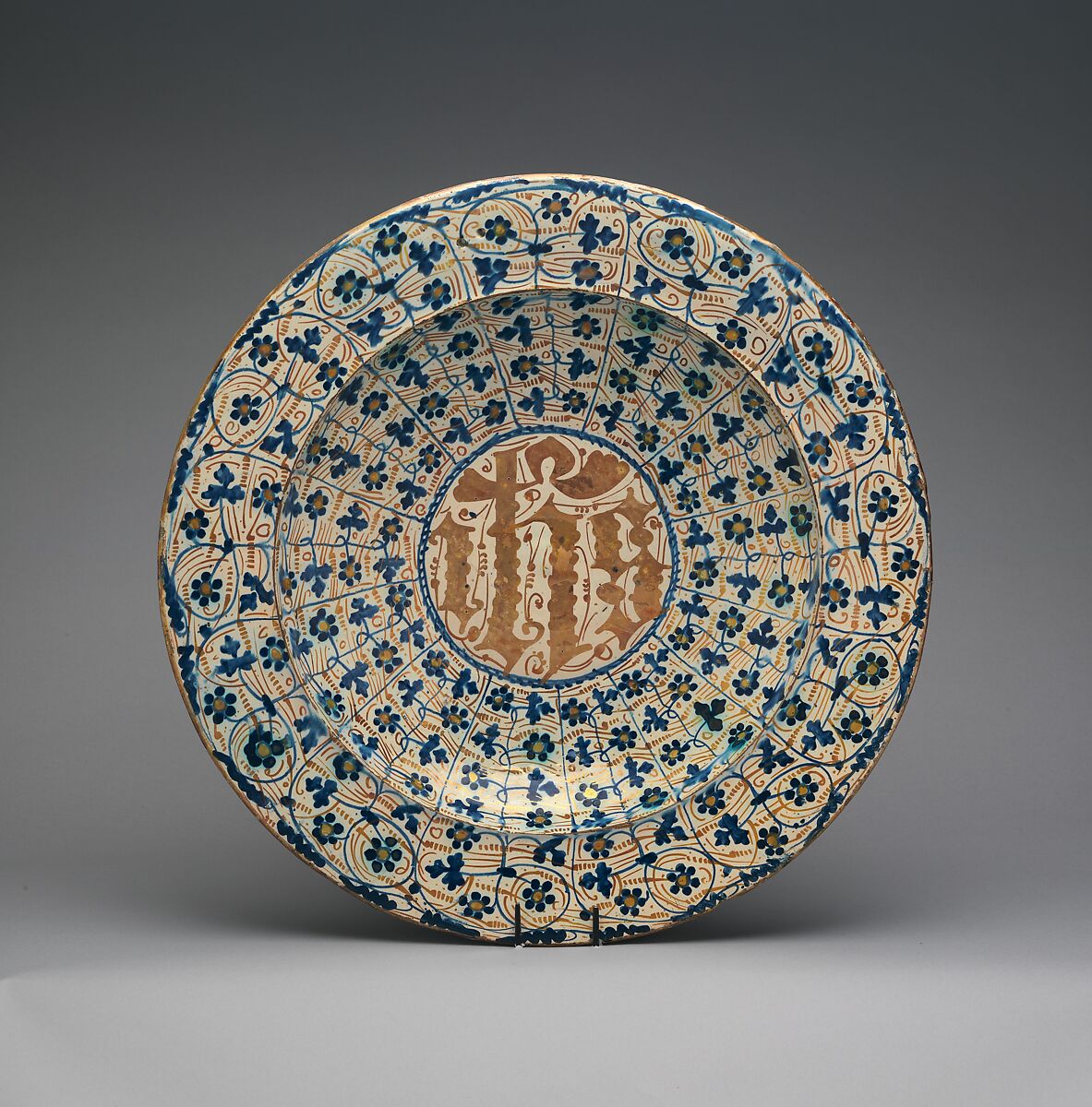 Plate, Tin-glazed earthenware, Spanish 