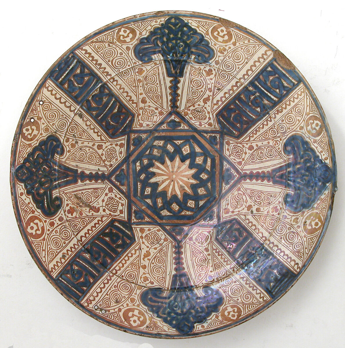 Plate, Tin-glazed earthenware, Spanish 