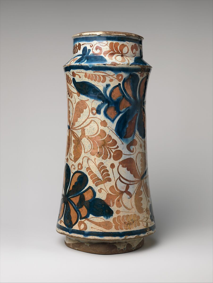 Pharmacy Jar, Tin-glazed earthenware, Spanish 