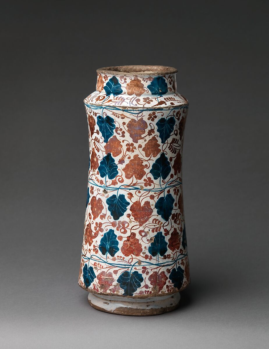 Pharmacy Jar, Tin-glazed earthenware, Spanish 