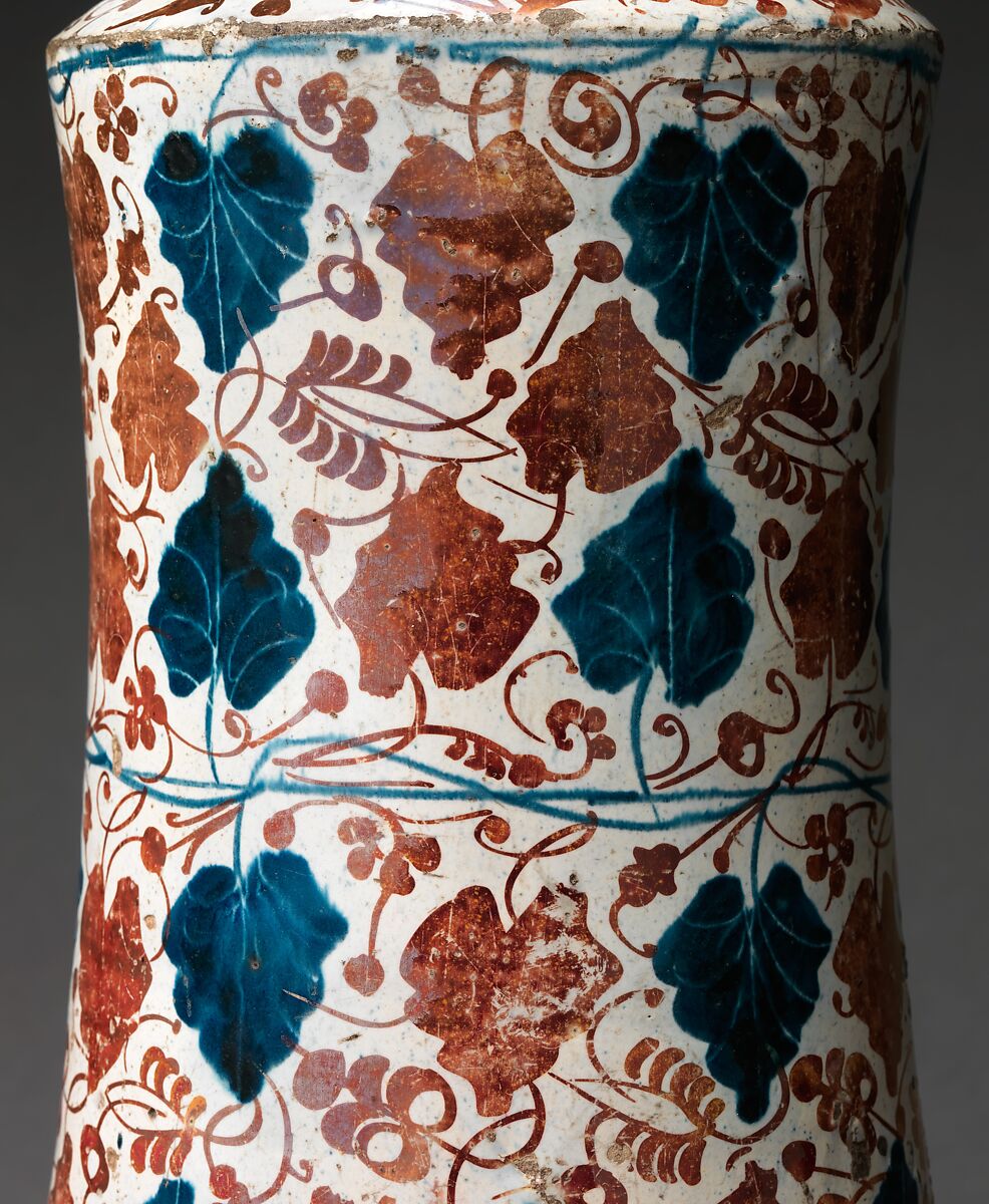 Pharmacy Jar, Tin-glazed earthenware, Spanish