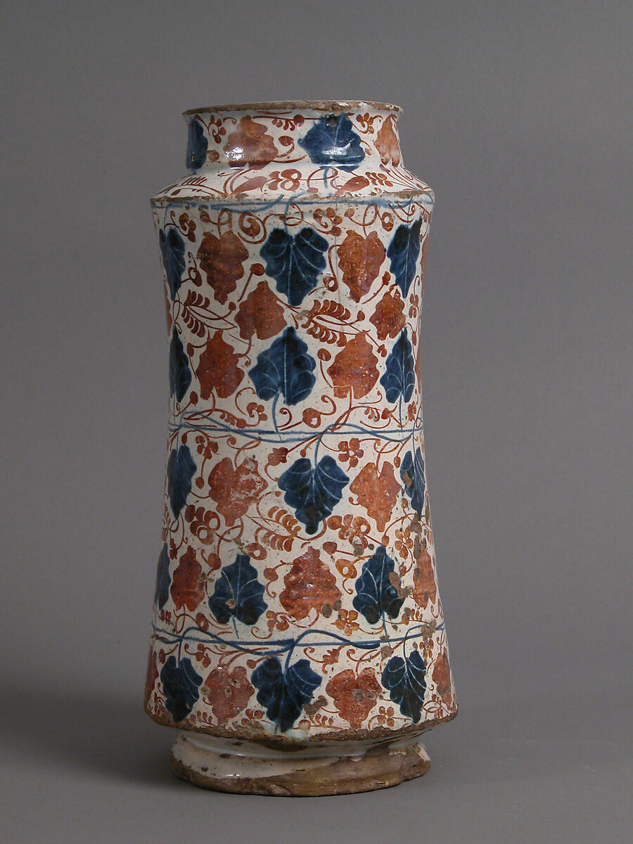 Pharmacy Jar, Tin-glazed earthenware, Spanish