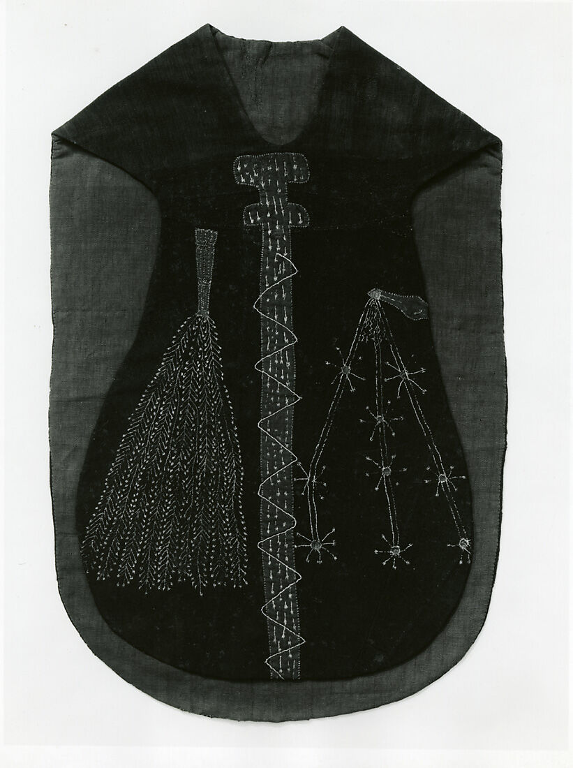 Chasuble, Silk, parchment and linen on wool, German