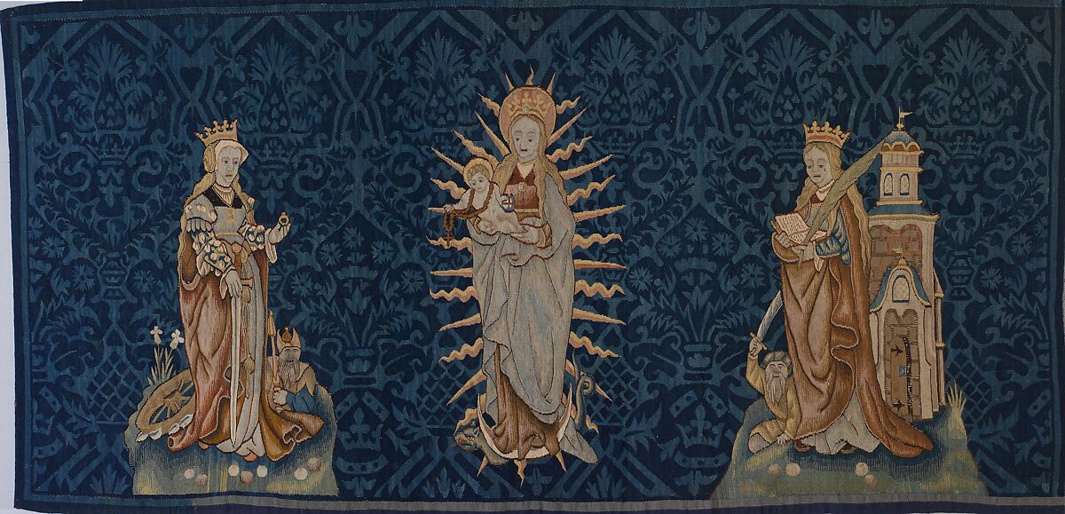 The Virgin of The Apocalypse with Saint Catherine and Saint Barbara, Wool warp;  wool wefts, South Netherlandish 