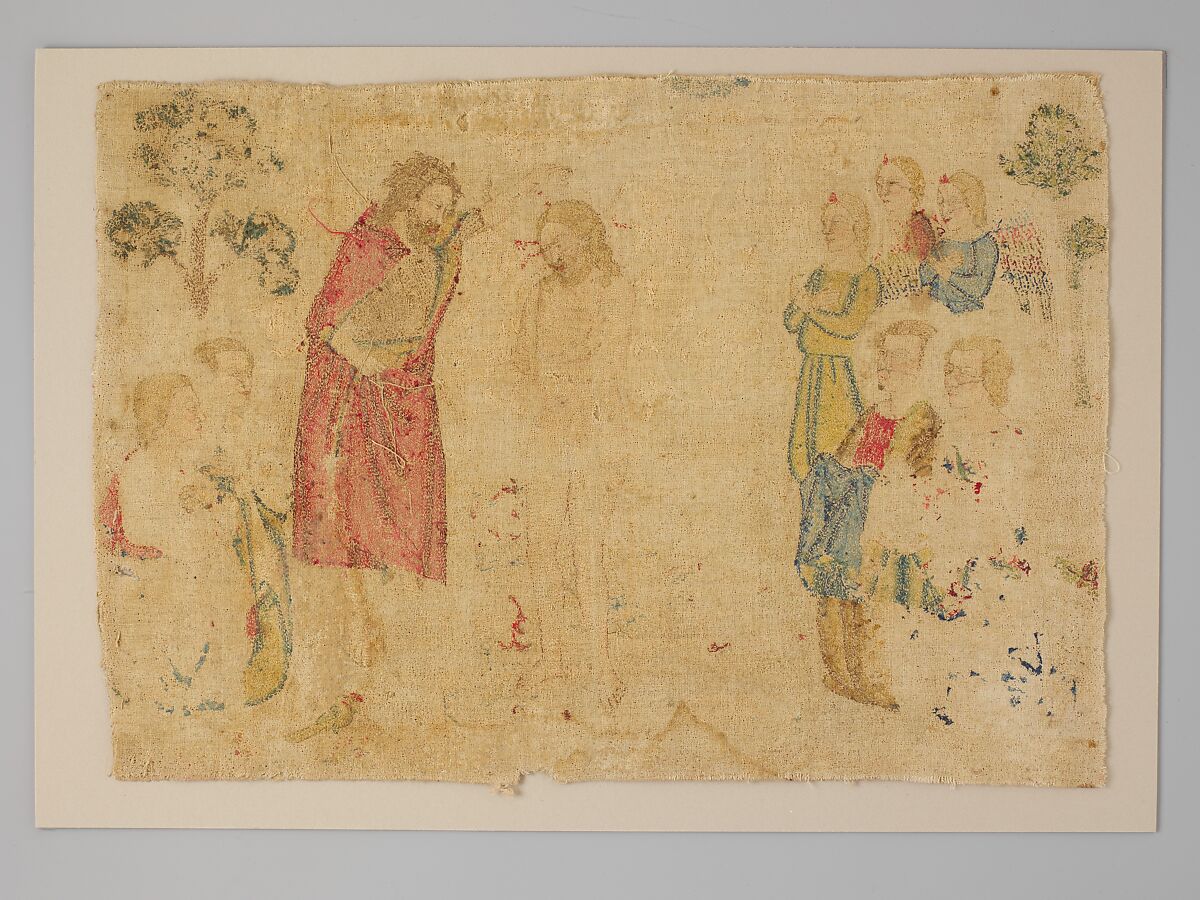 The baptism of Christ, Silk on linen, Italian