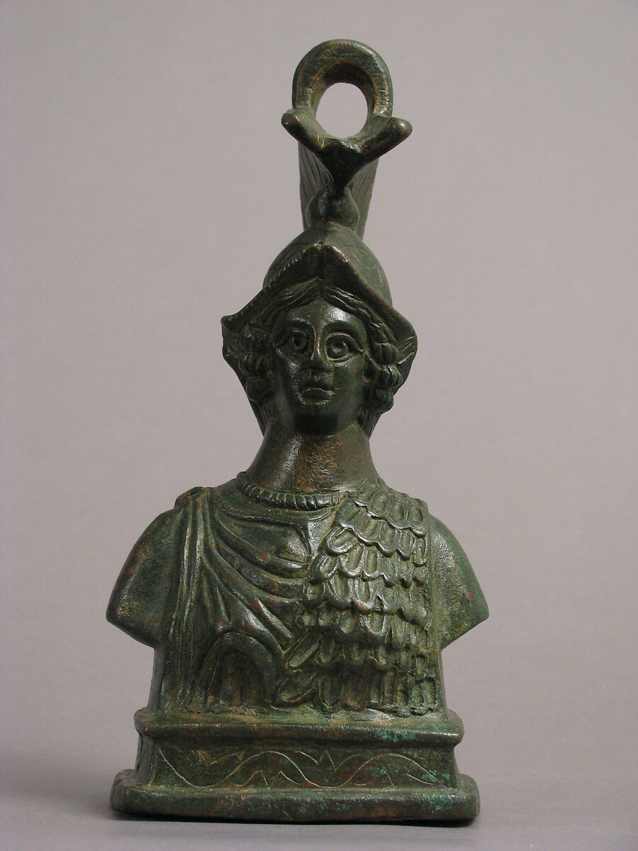 Steelyard Weight with the Bust of Athena, Copper alloy, filled with lead, Byzantine