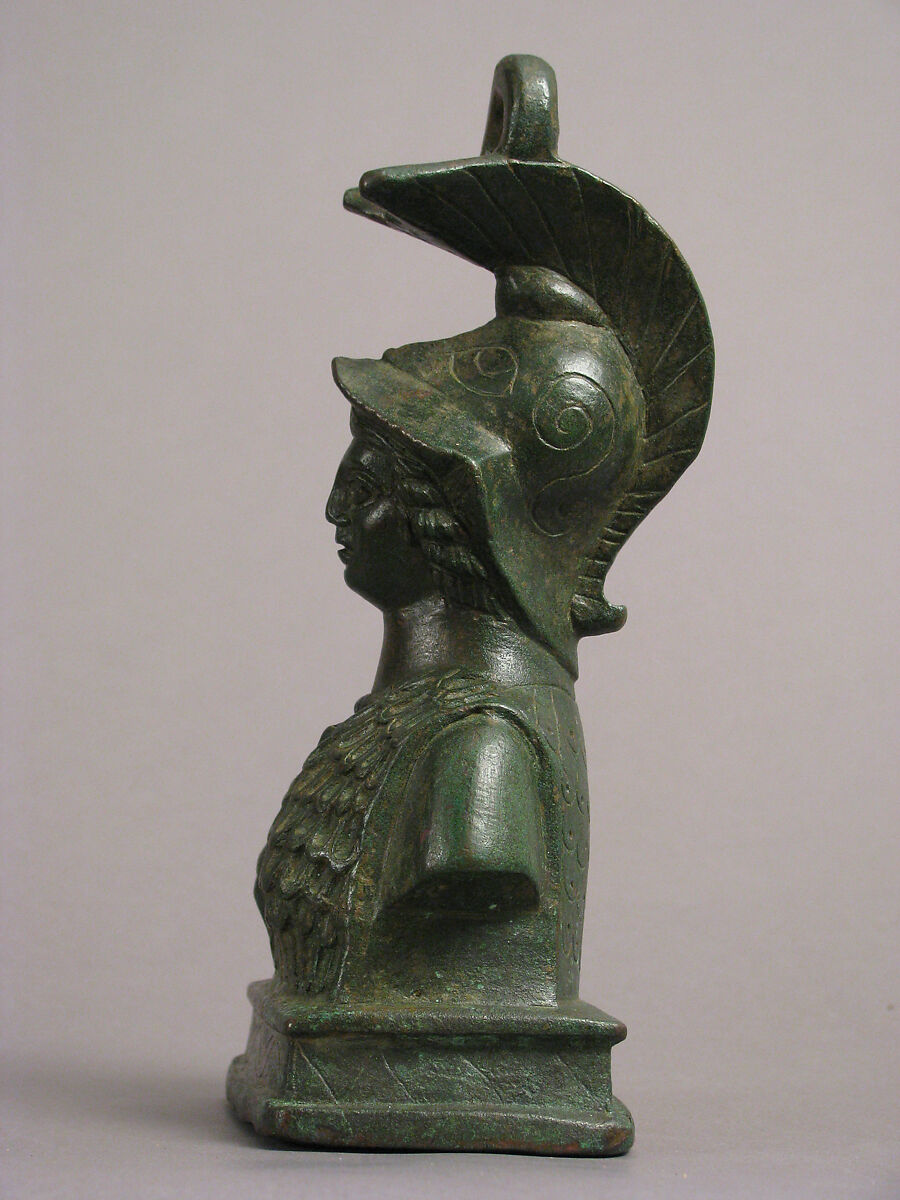 Steelyard Weight with the Bust of Athena, Copper alloy, filled with lead, Byzantine