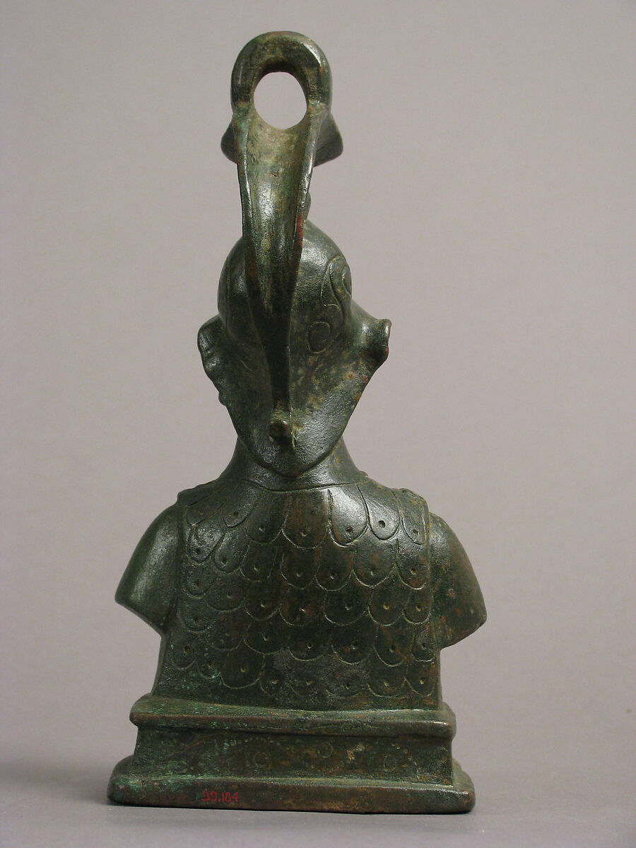 Steelyard Weight with the Bust of Athena, Copper alloy, filled with lead, Byzantine