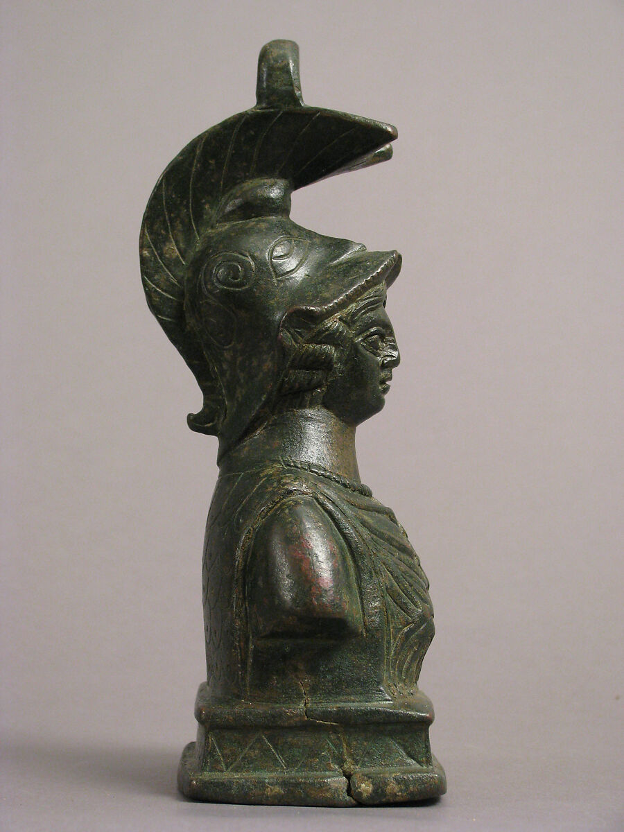 Steelyard Weight with the Bust of Athena, Copper alloy, filled with lead, Byzantine