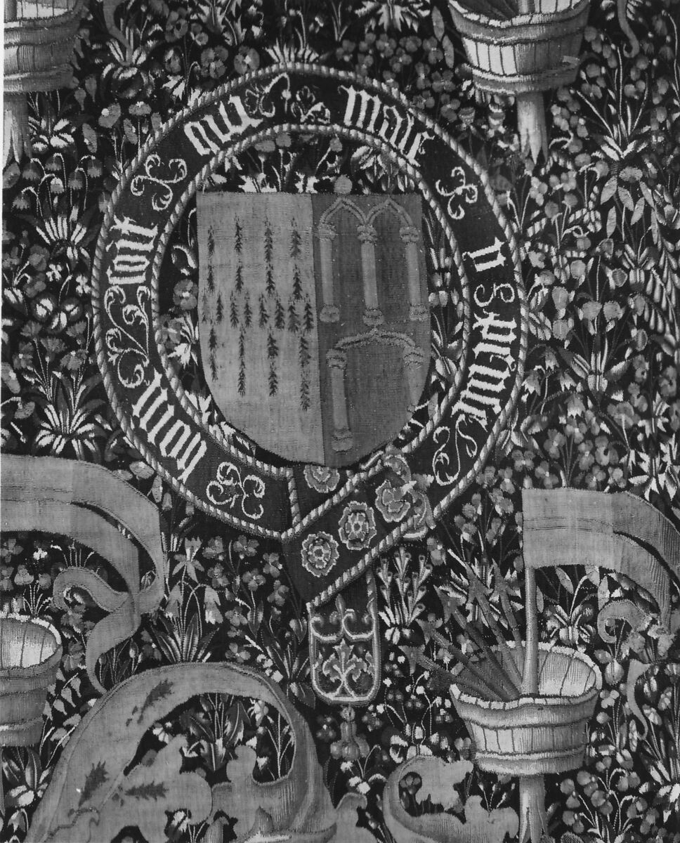 Tapestry with Armorial Bearings and Badges of John, Lord Dynham, Wool warp;  wool wefts with a few silk wefts, South Netherlandish