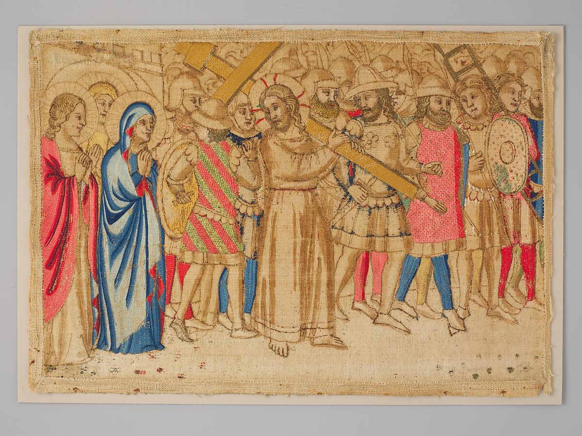 Christ Carrying the Cross, Silk on canvas, Italian 