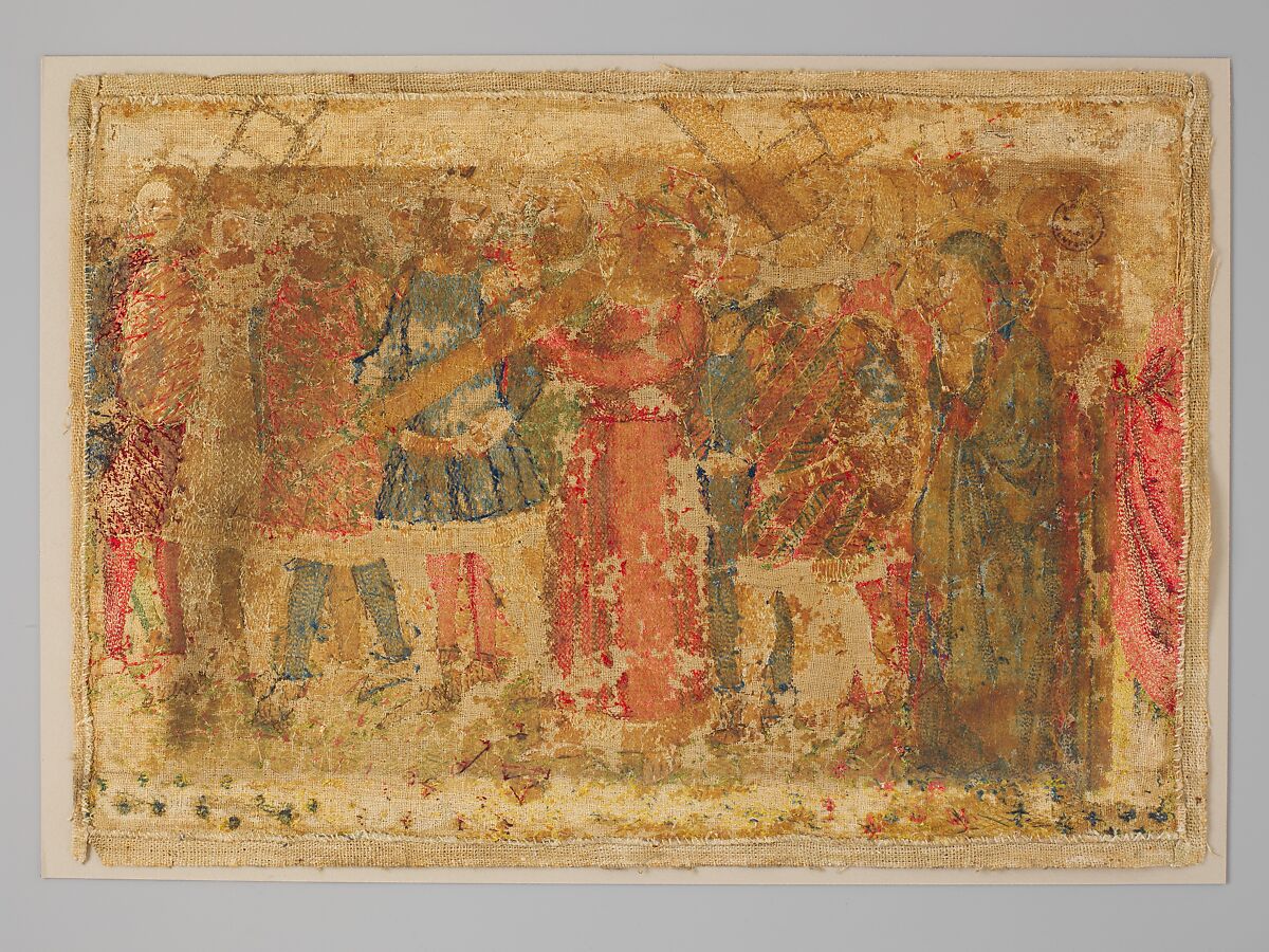 Christ Carrying the Cross, Silk on canvas, Italian