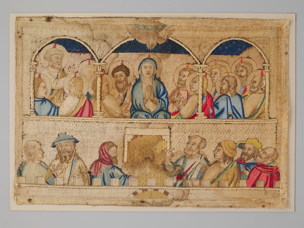The Pentecost, Silk & metal thread on canvas, Italian 