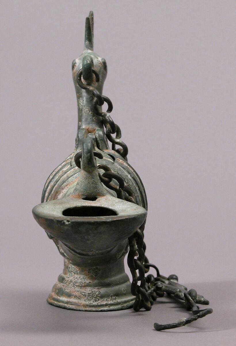 Hanging Lamp in the Form of a Peacock, Copper alloy, cast, Byzantine