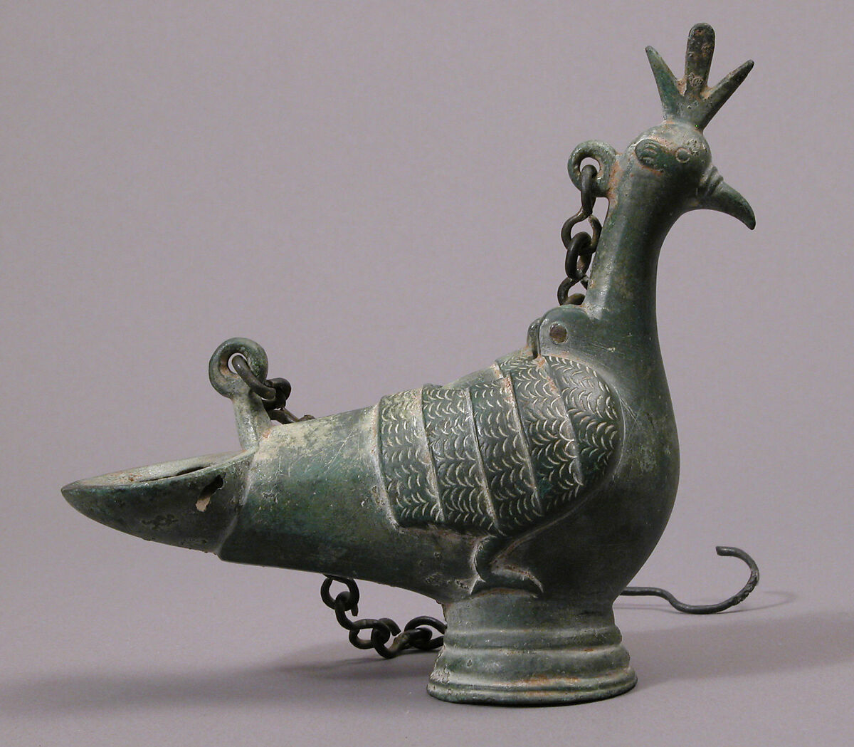 Hanging Lamp in the Form of a Peacock, Copper alloy, cast, Byzantine