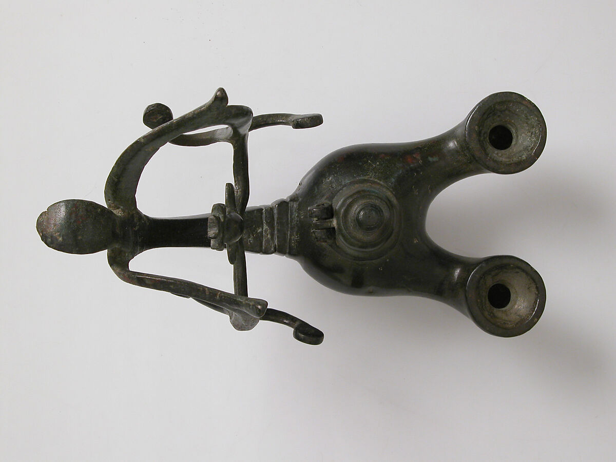 Standing Lamp with a Cross on a Pricket Stand, Copper alloy, Byzantine