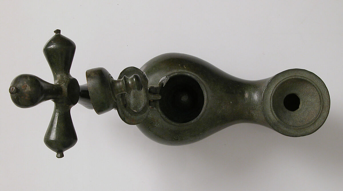 Standing Lamp with a Cross on a Pricket Stand, Copper alloy, Byzantine