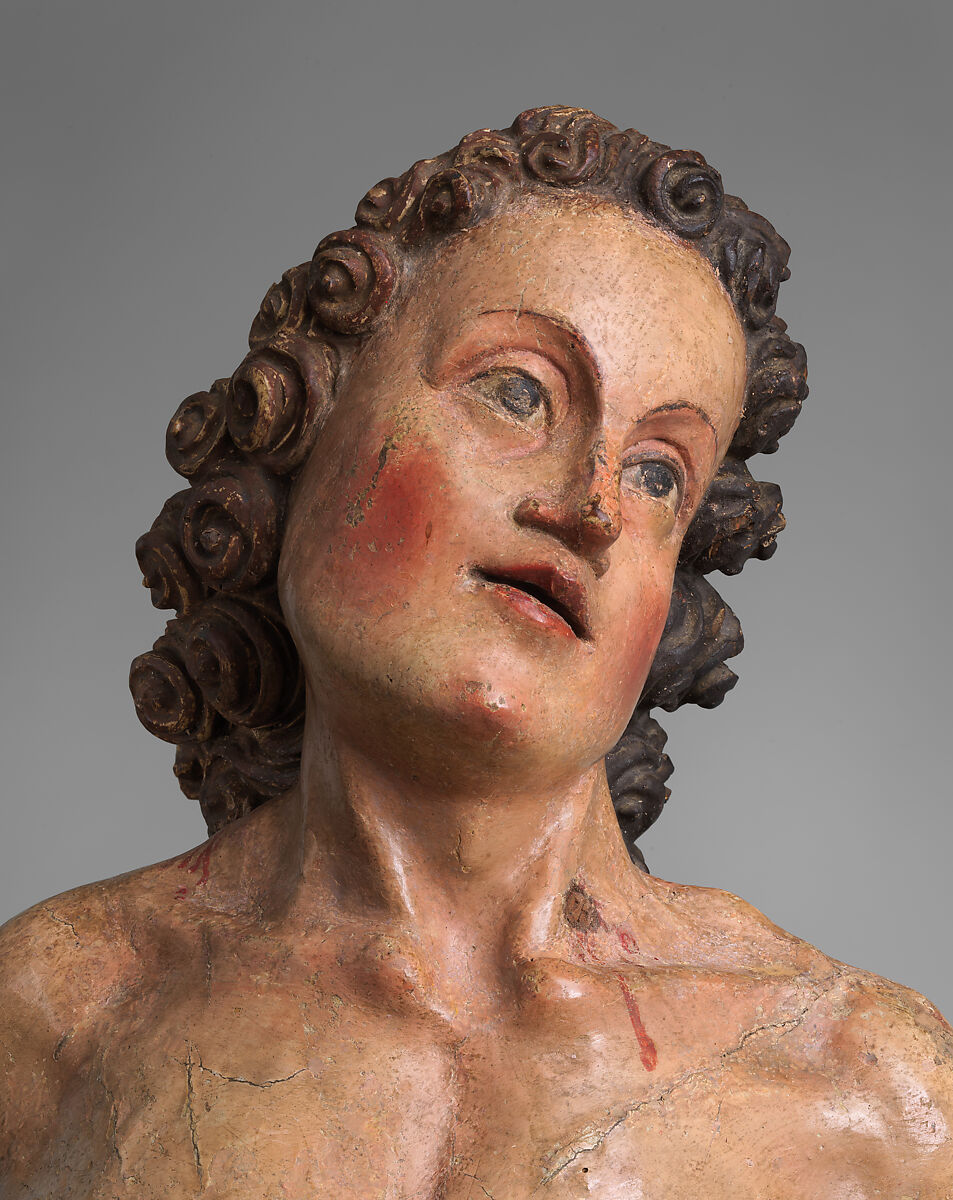 Saint Sebastian, European poplar, paint, gesso, Northern European