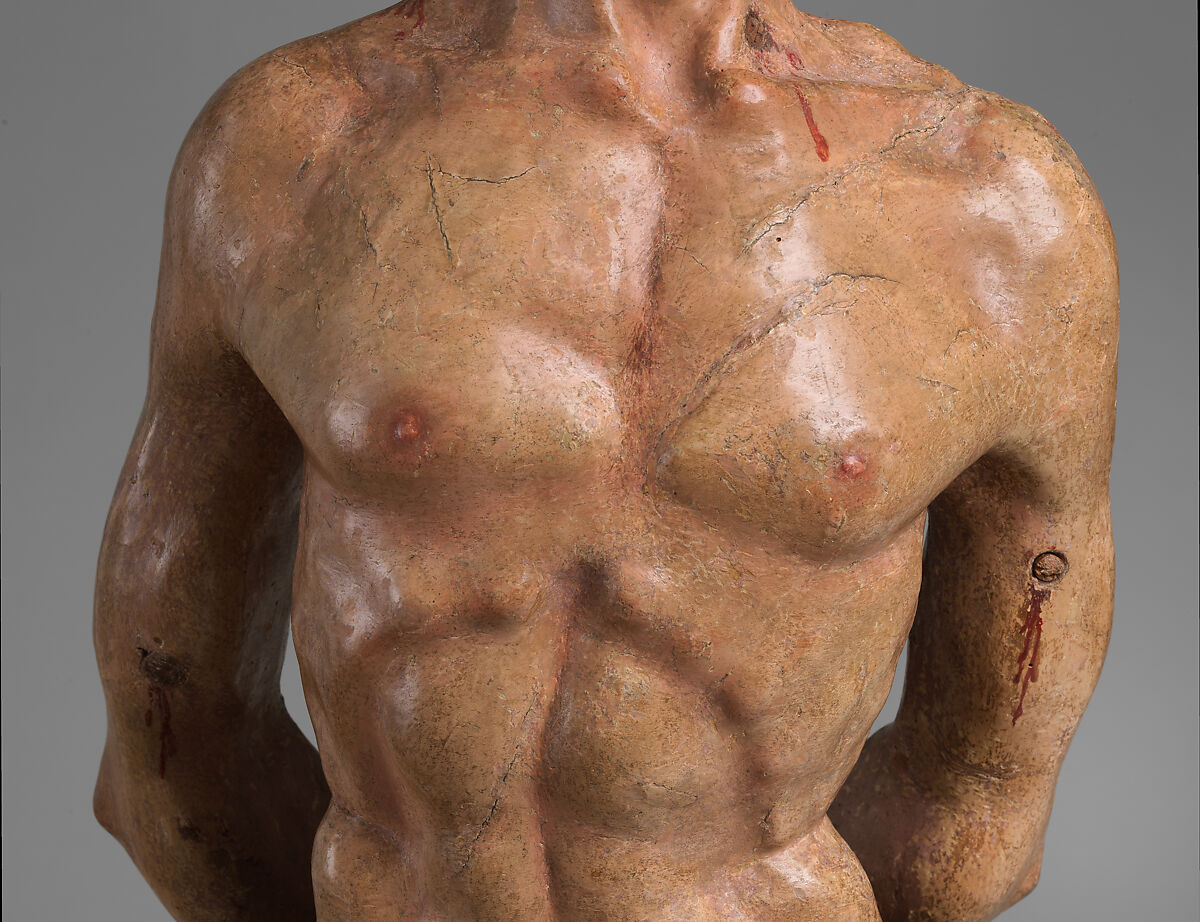 Saint Sebastian, European poplar, paint, gesso, Northern European