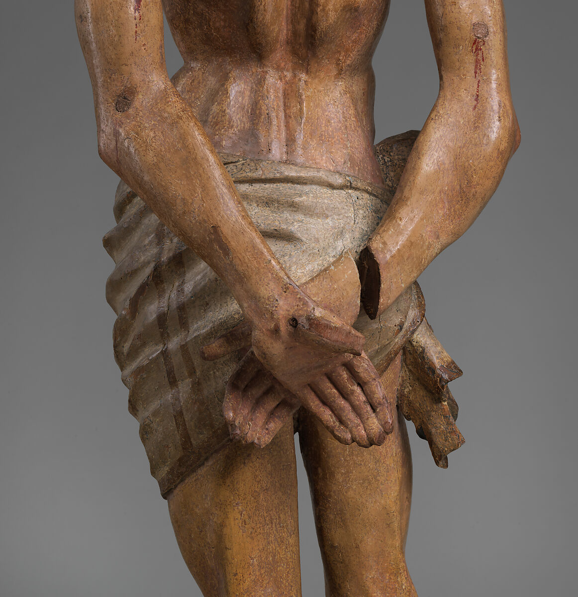 Saint Sebastian, European poplar, paint, gesso, Northern European