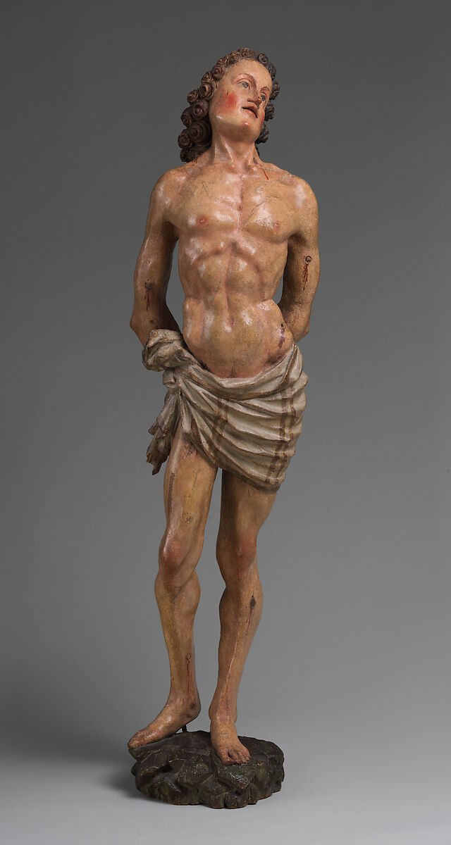 Saint Sebastian, European poplar, paint, gesso, Northern European