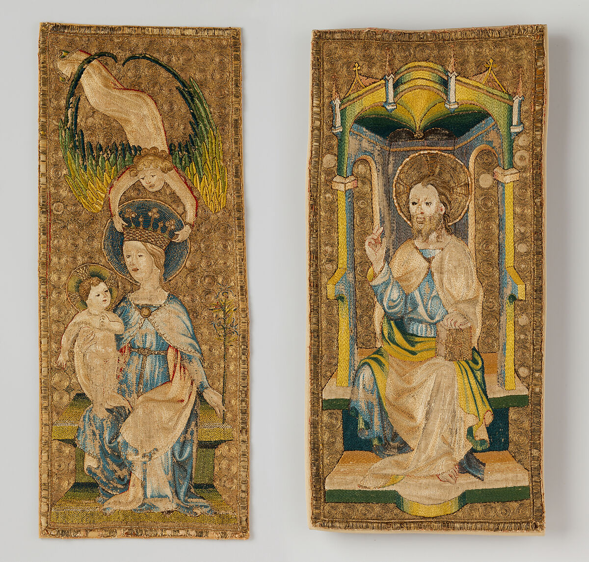 Orphrey Panels from a Chasuble, Silk and metal thread, Bohemian