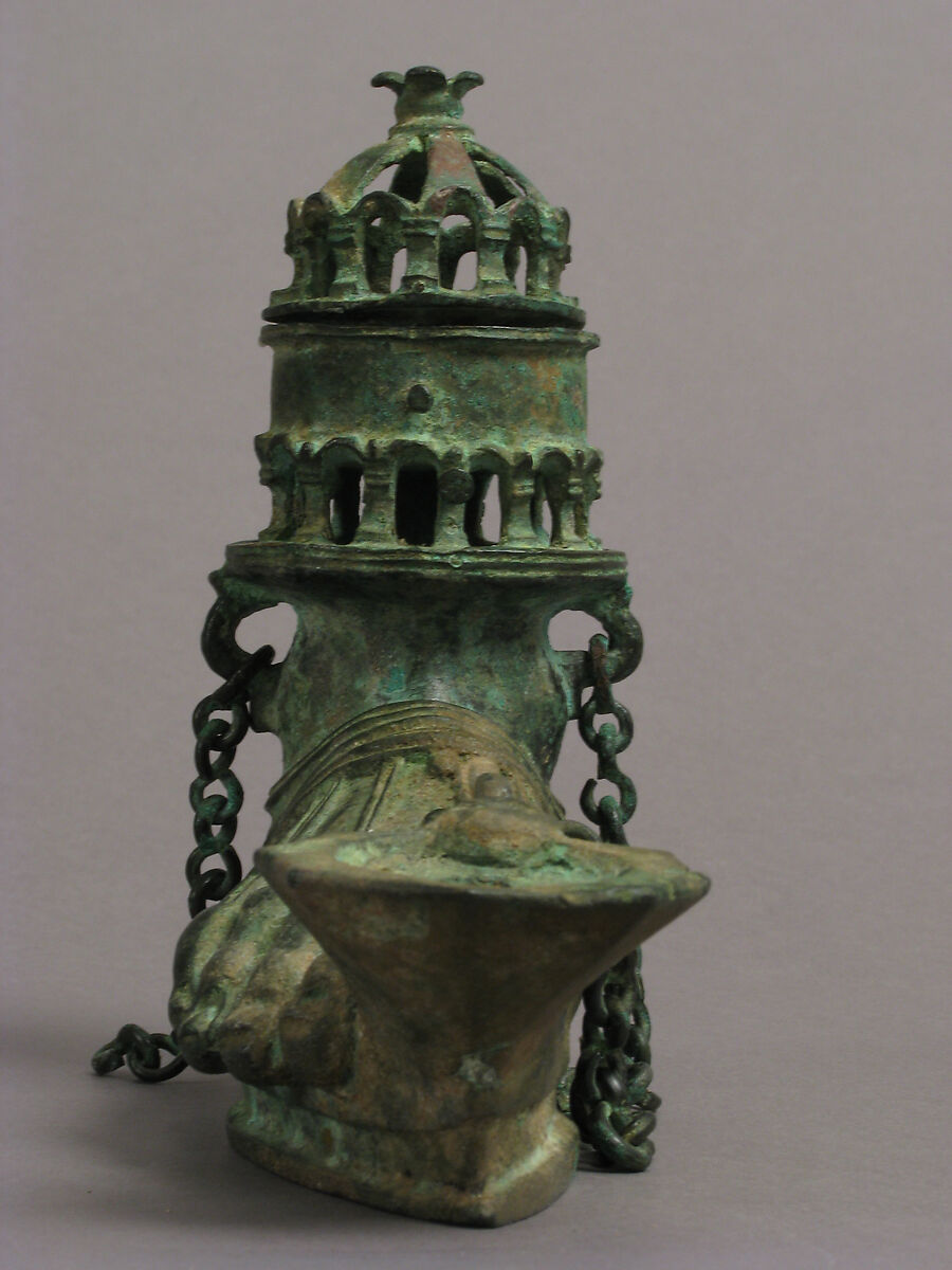 Hanging Lamp in the Form of a Sandaled Right Foot, Copper alloy, Byzantine
