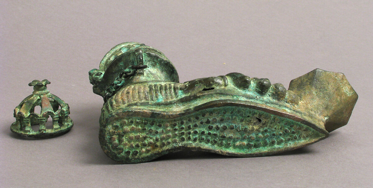 Hanging Lamp in the Form of a Sandaled Right Foot, Copper alloy, Byzantine