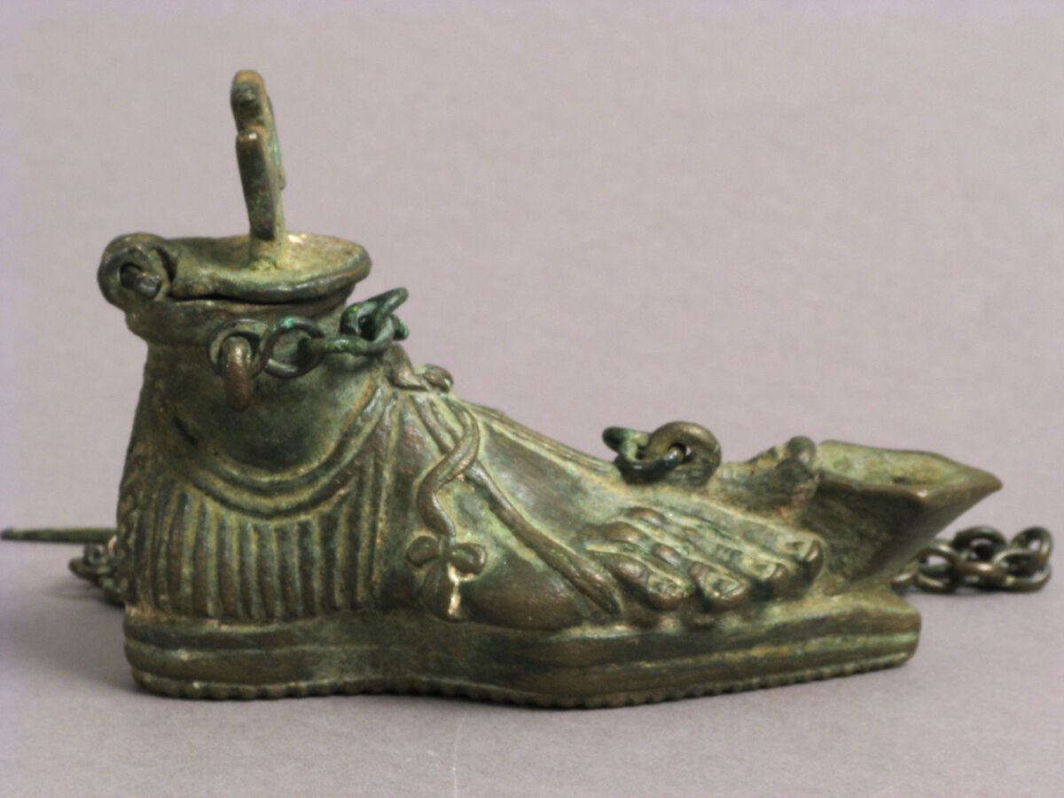 Hanging Lamp in the Form of a Sandaled Right Foot, Copper alloy, Byzantine