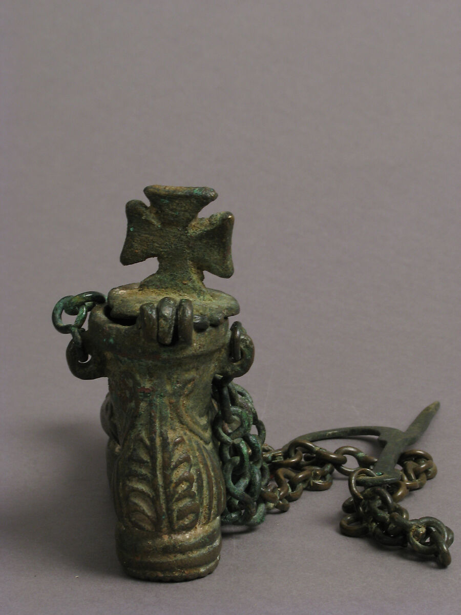 Hanging Lamp in the Form of a Sandaled Right Foot, Copper alloy, Byzantine