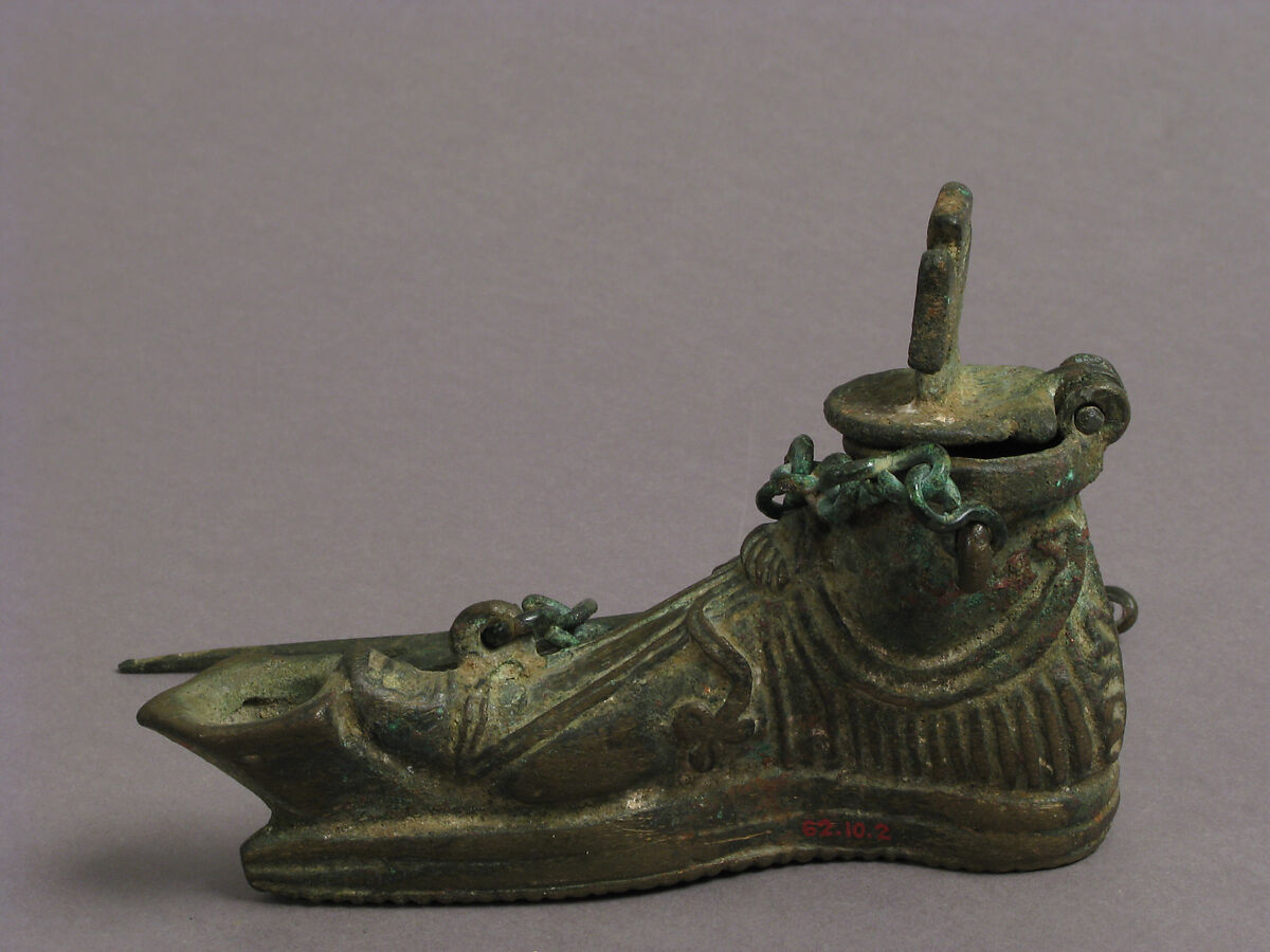 Hanging Lamp in the Form of a Sandaled Right Foot, Copper alloy, Byzantine