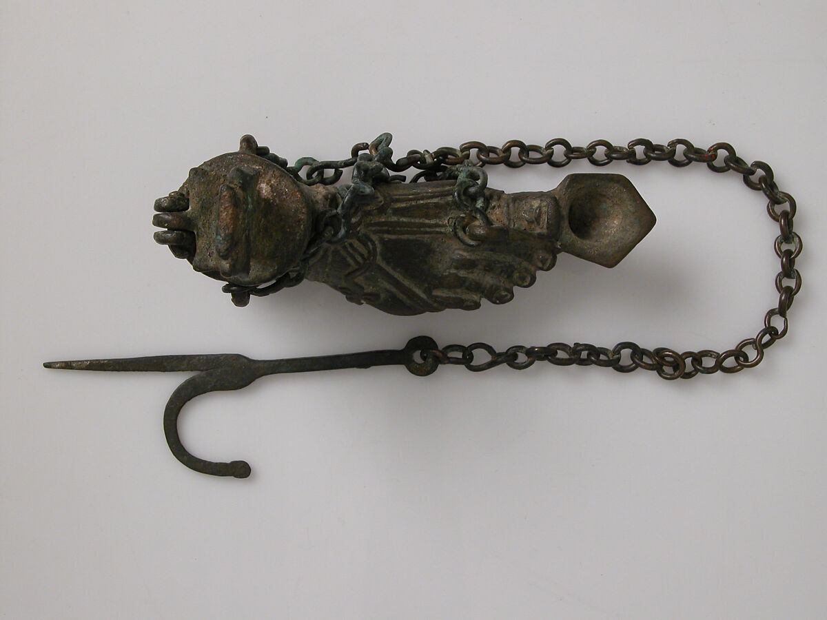 Hanging Lamp in the Form of a Sandaled Right Foot, Copper alloy, Byzantine