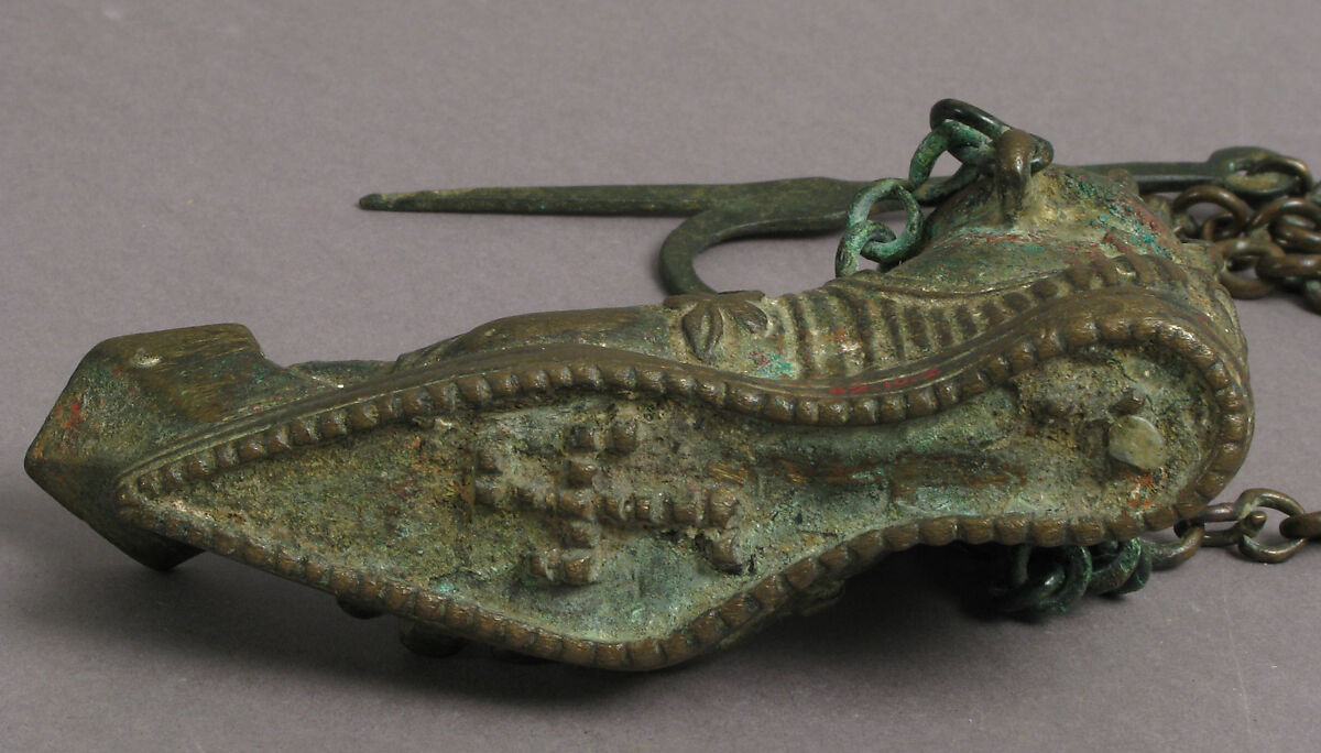 Hanging Lamp in the Form of a Sandaled Right Foot, Copper alloy, Byzantine