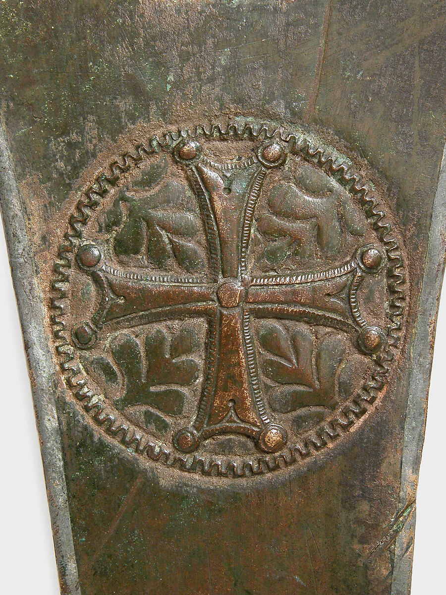 Cross Fragment with Saint John the Theologian, Copper alloy and iron, Byzantine