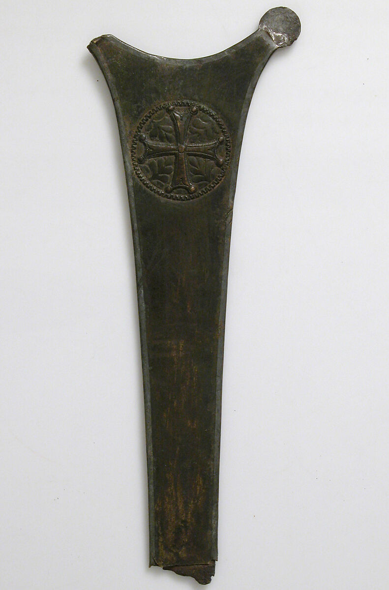 Cross Fragment with Saint John the Theologian, Copper alloy and iron, Byzantine