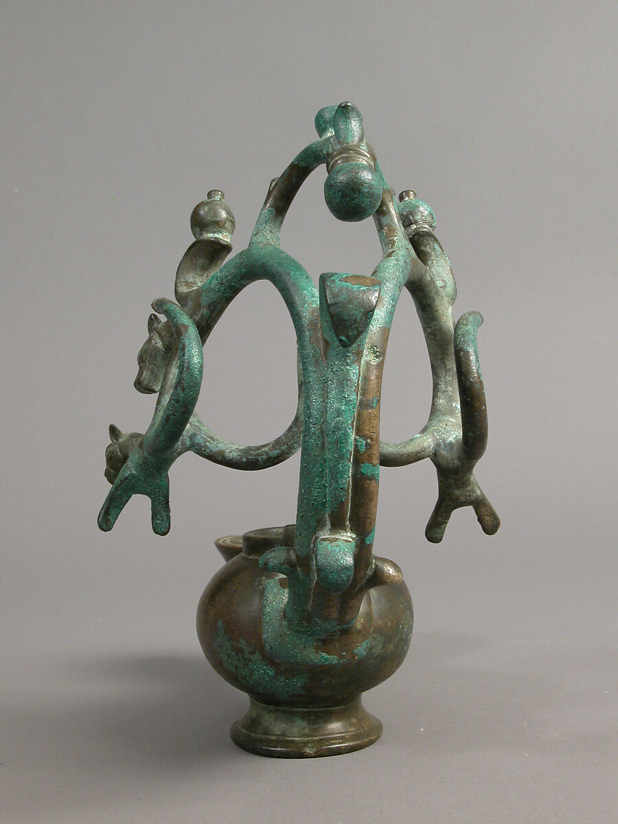 Standing Lamp with Running Dogs, Copper alloy, cast, Byzantine