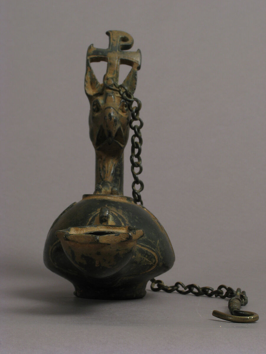 Hanging Lamp with a Griffin’s Head, Copper alloy, Byzantine