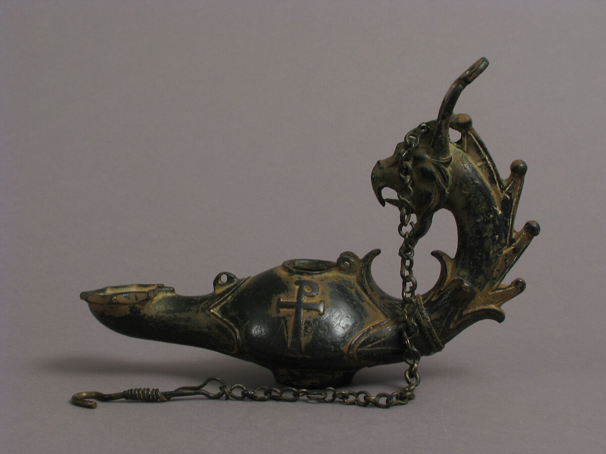 Hanging Lamp with a Griffin’s Head, Copper alloy, Byzantine