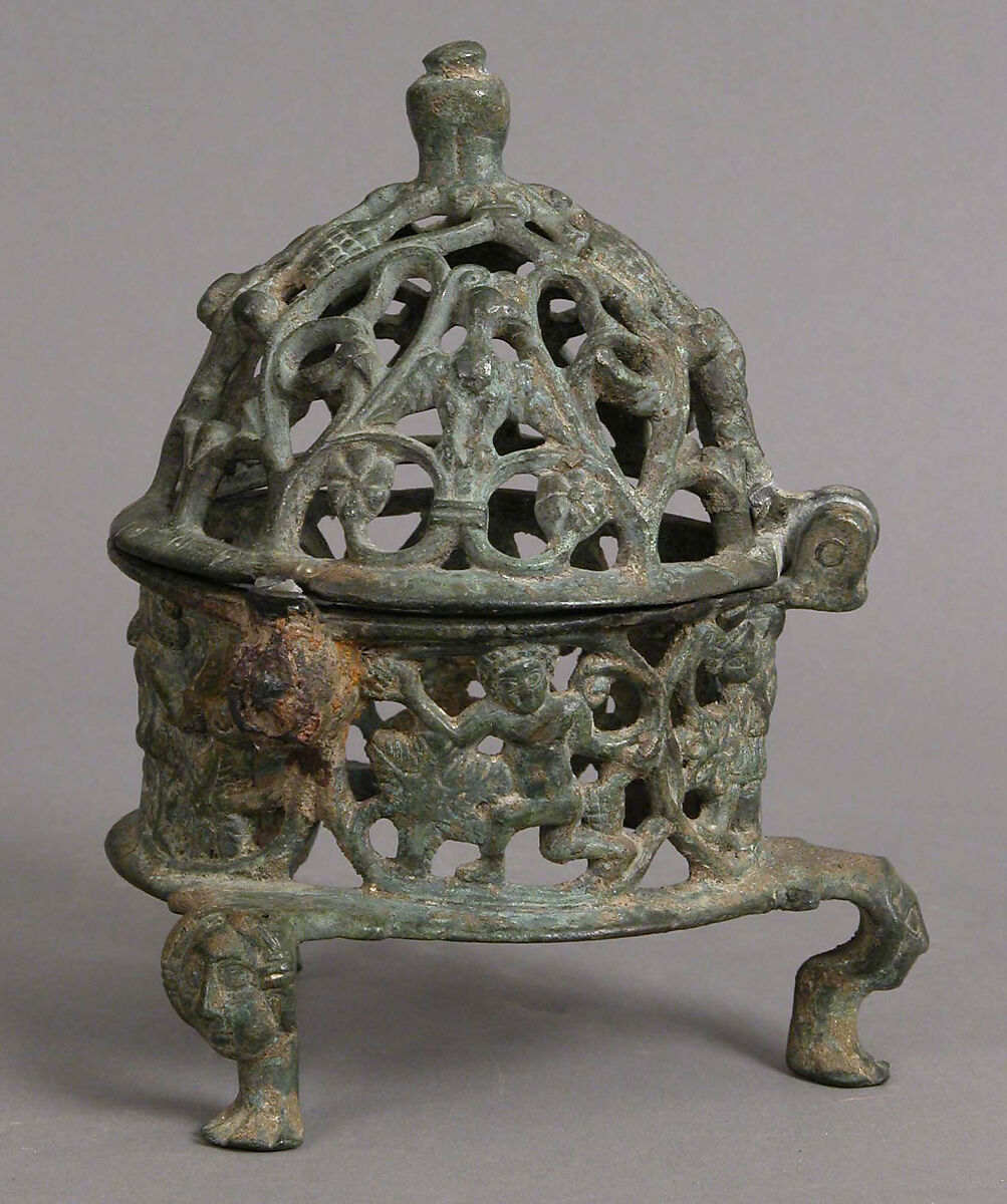 Censer Frame with Inhabited Vine Scroll, Copper alloy, Byzantine