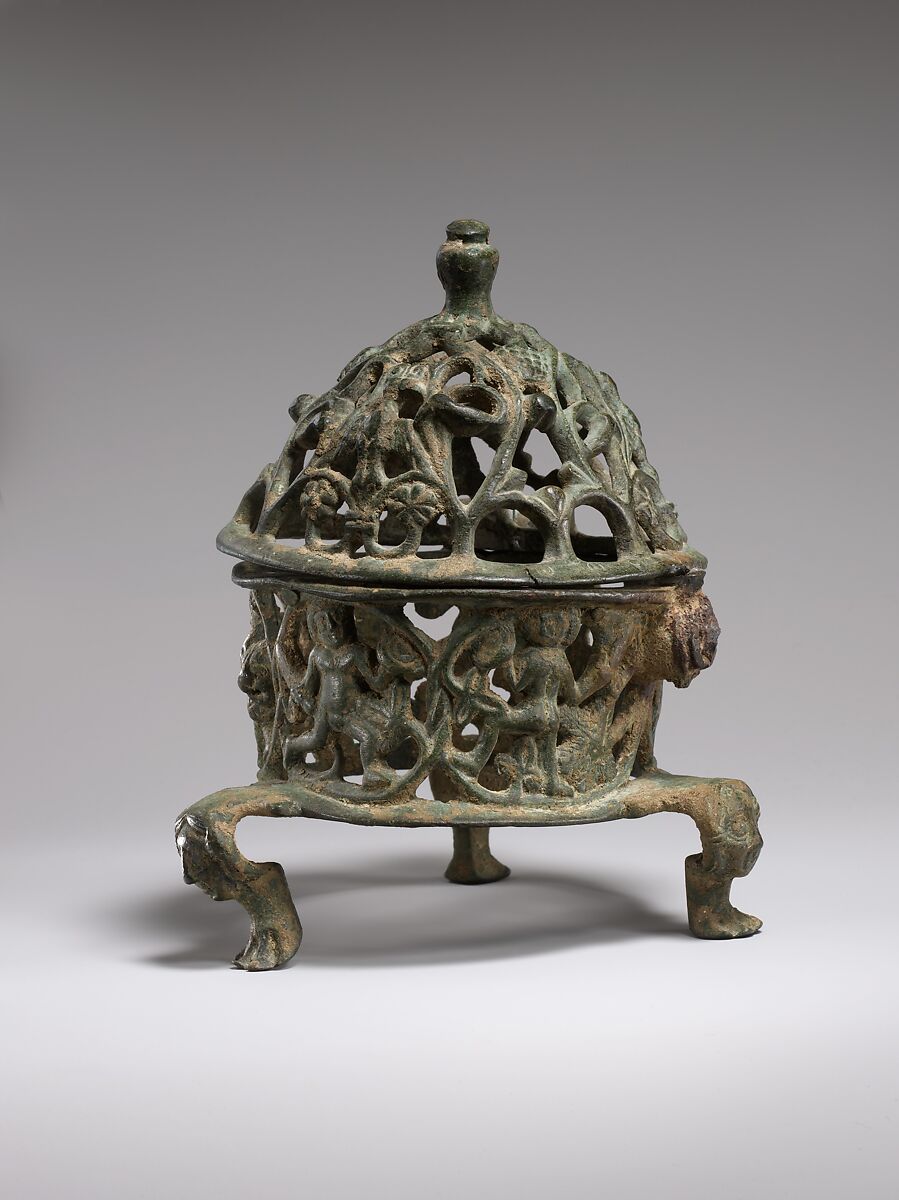 Censer Frame with Inhabited Vine Scroll, Copper alloy, Byzantine 