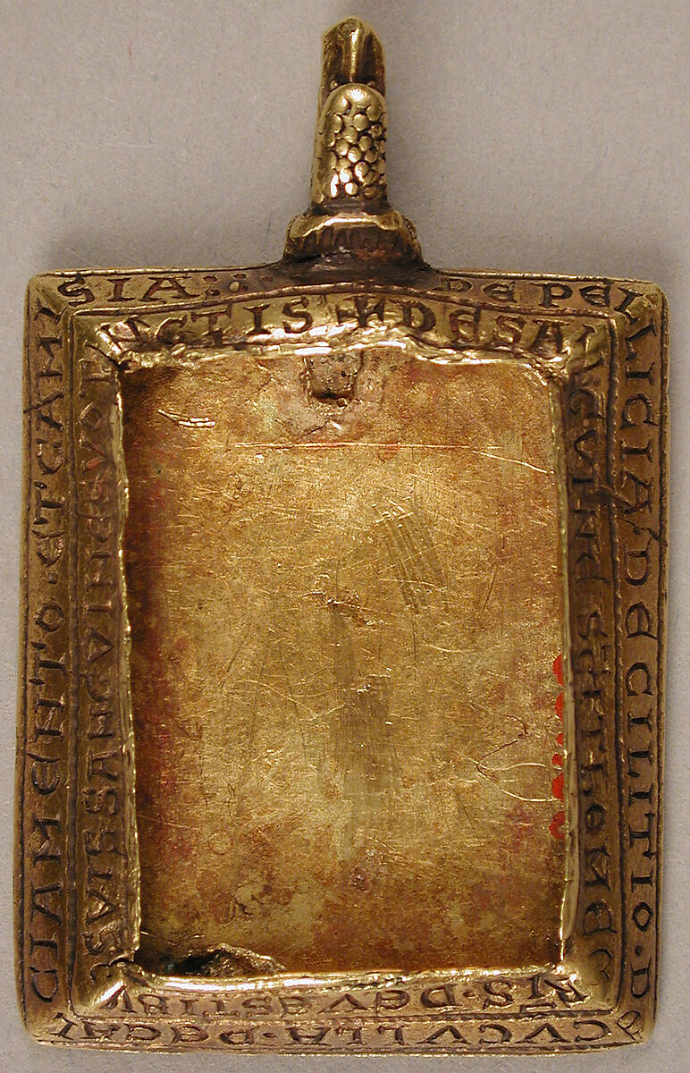 Reliquary Pendant with Queen Margaret of Sicily Blessed by Bishop Reginald of Bath, Gold, British
