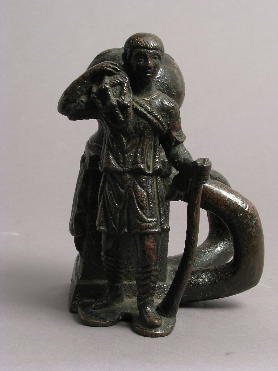 Bollard with a Fisherman, Bronze, Late Roman or Byzantine 